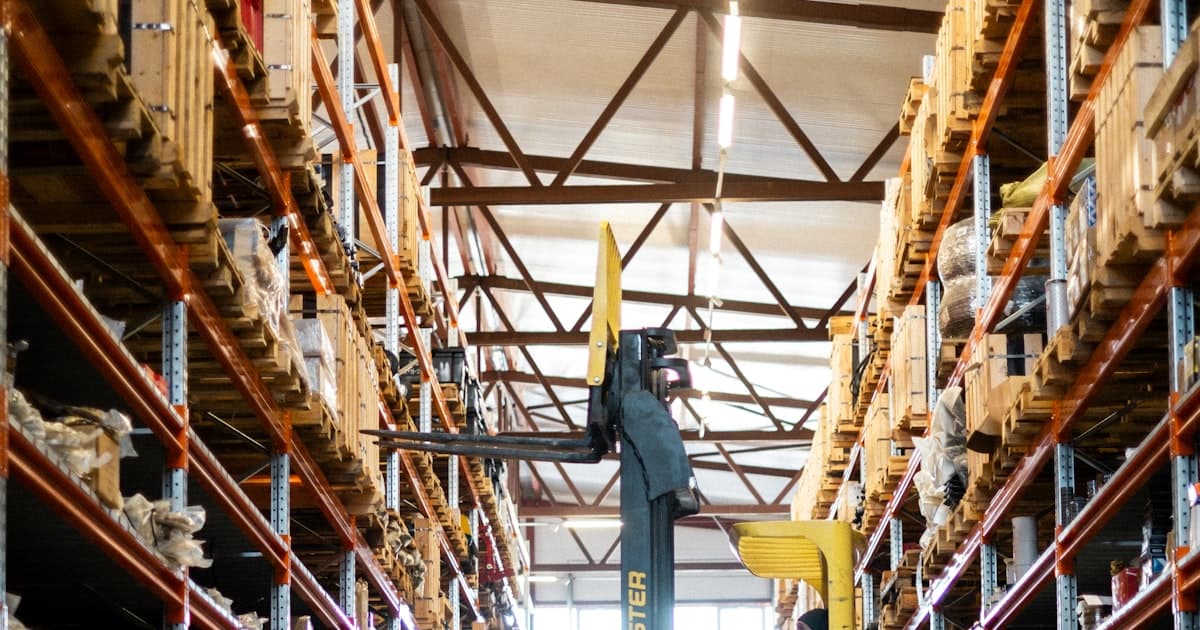 A forklift in a large warehouse. The best first application is usually in the dull process nobody posts about.